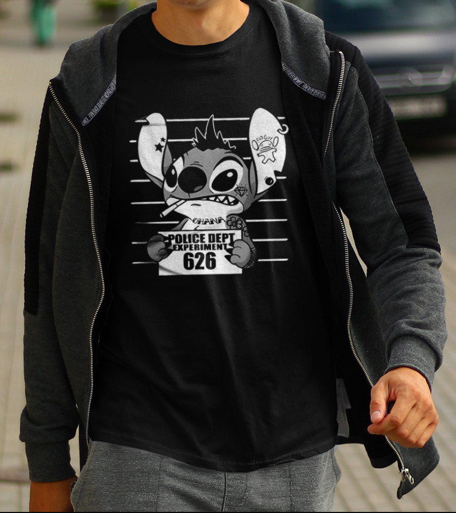 Bad Guy Experiment 626 Police Dept Shot Stitch T-Shirt