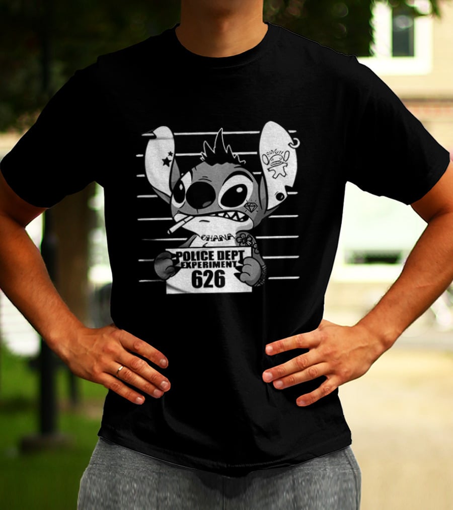 Bad Guy Experiment 626 Police Dept Shot Stitch T-Shirt