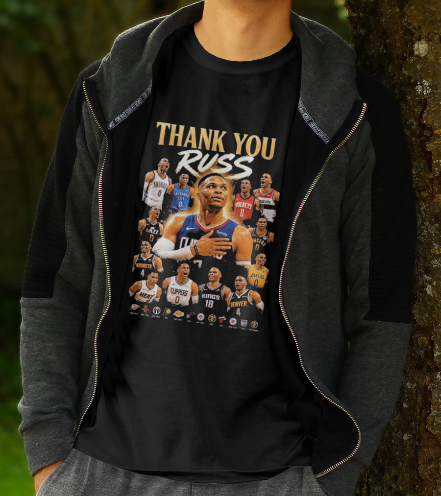 Thank You Russ Oklahoma City Thunder Clippers Lakers Nuggets Rockets Wizards Teams T-Shirt