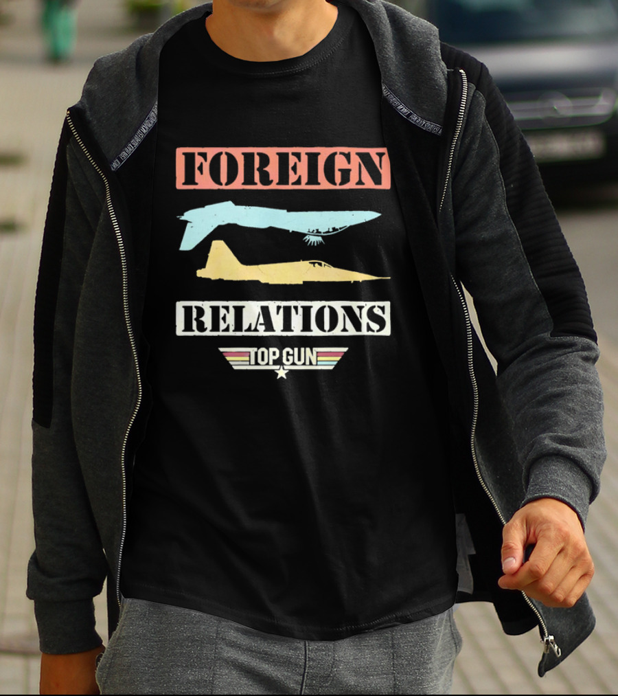 Top Gun Foreign Relations Fighter Jets Distressed Vintage Look T-Shirt