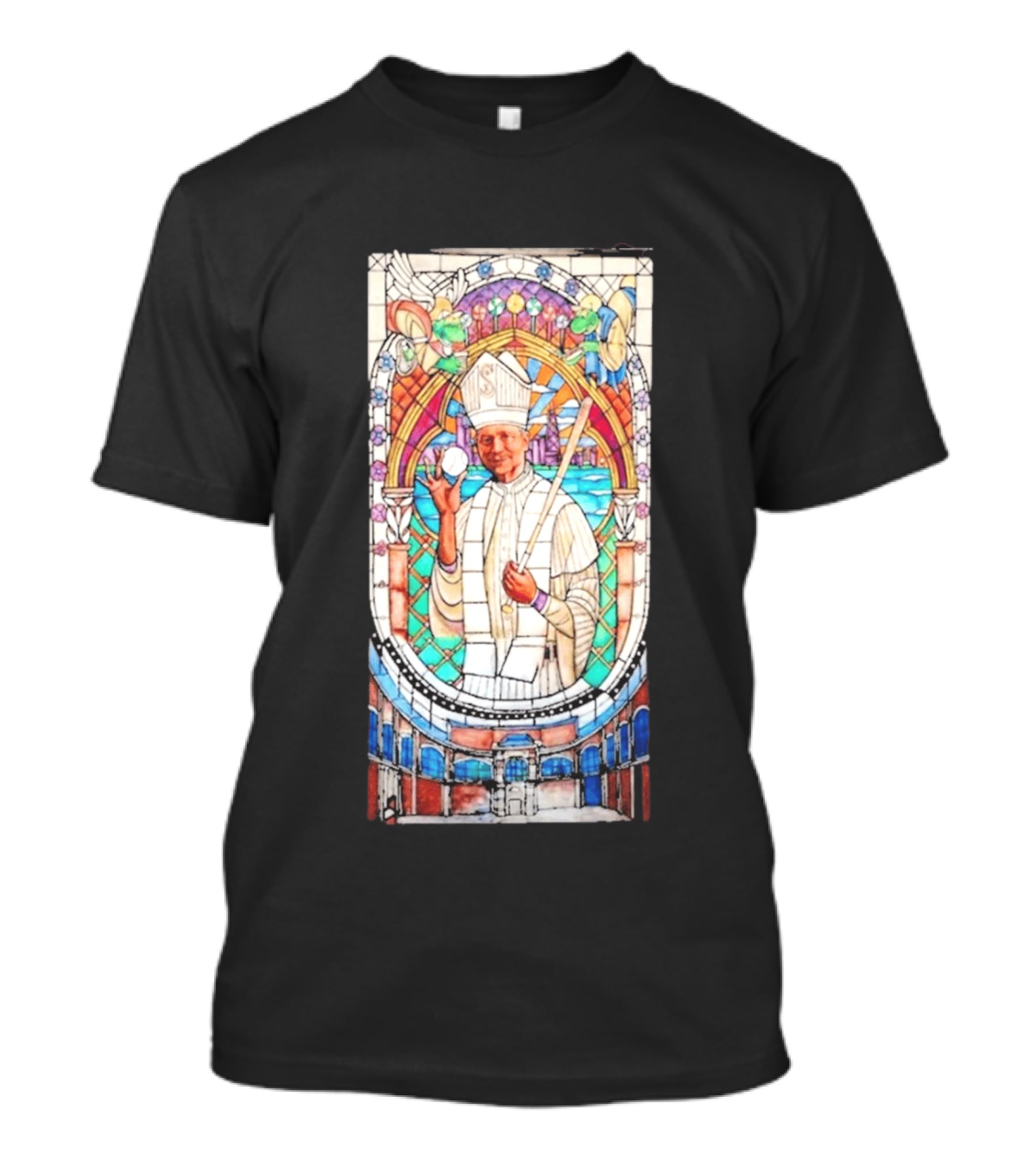 White Sox Pope Hat Stained Glass Painting T-Shirt