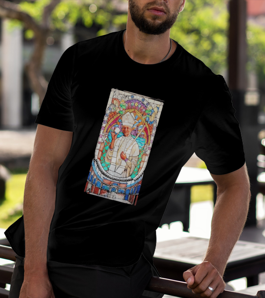 White Sox Pope Hat Stained Glass Painting T-Shirt