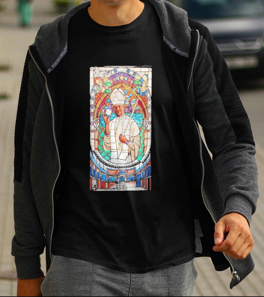 White Sox Pope Hat Stained Glass Painting T-Shirt