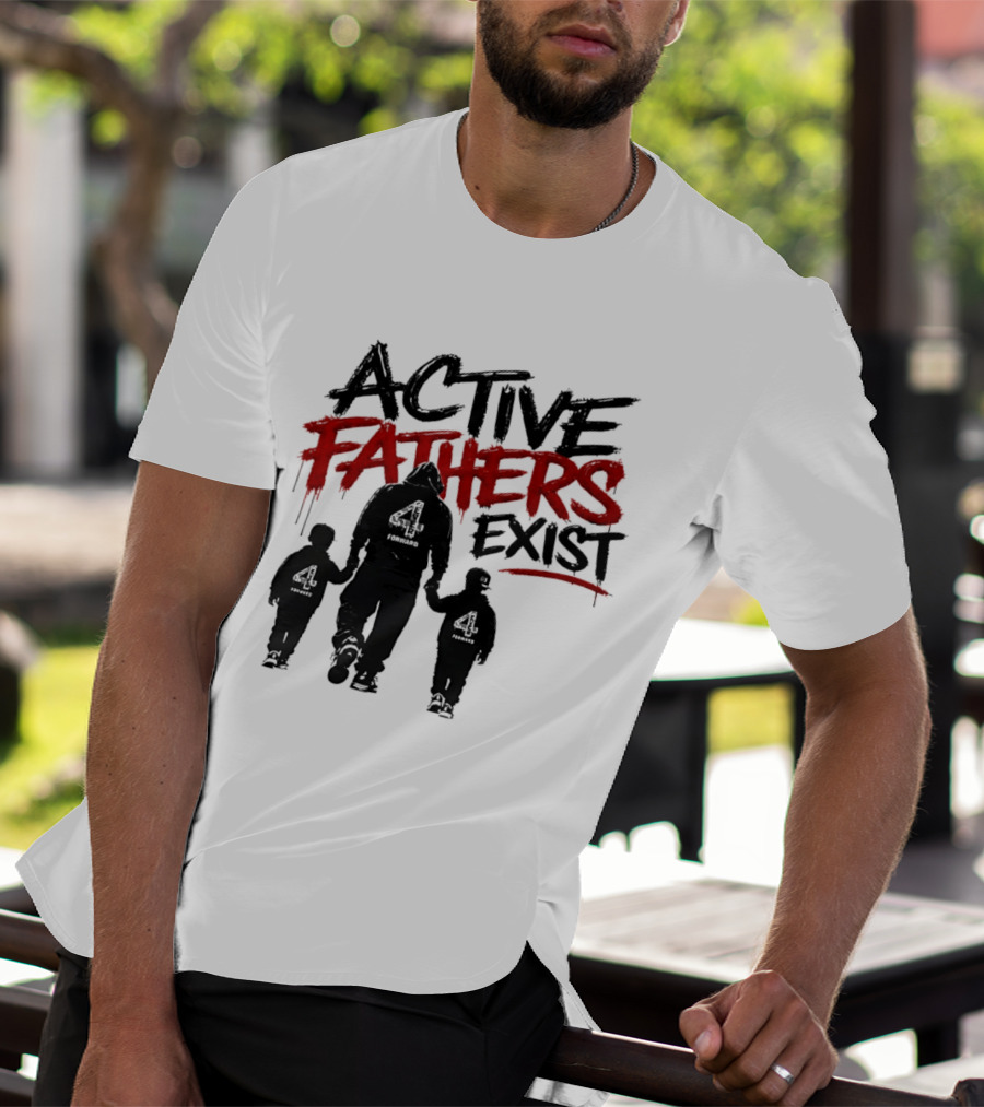 Active Fathers Exist Man Two Boys Walking Holding Hands T-Shirt