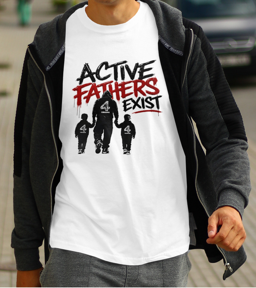 Active Fathers Exist Man Two Boys Walking Holding Hands T-Shirt