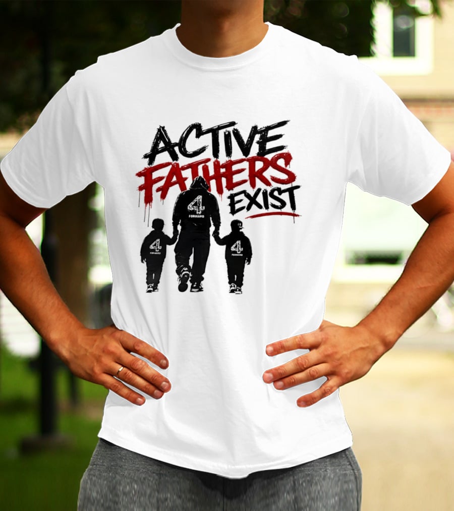 Active Fathers Exist Man Two Boys Walking Holding Hands T-Shirt