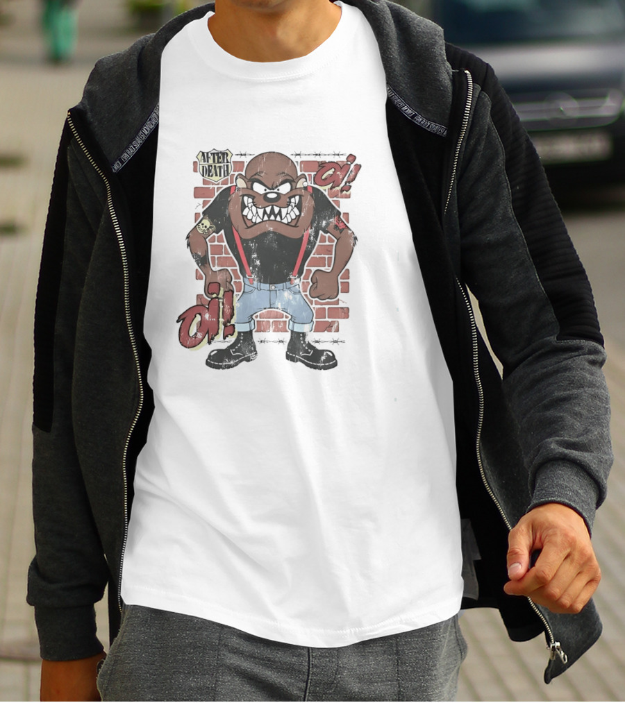After Death Oi Distressed Skinhead Taz Suspenders Brick Wall T-Shirt