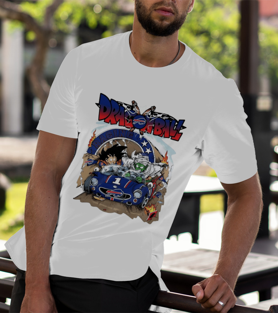 Buffalo Bills Dragon Ball Racing Goku Piccolo Driving Blue Car T-Shirt