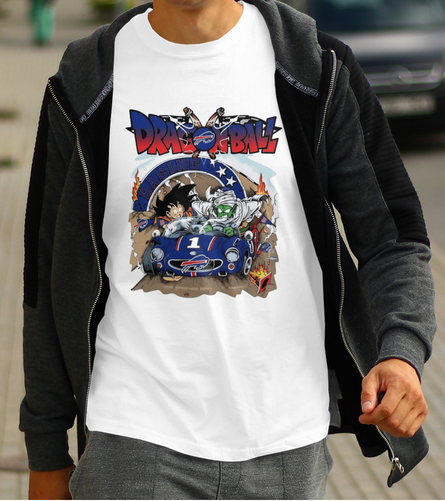 Buffalo Bills Dragon Ball Racing Goku Piccolo Driving Blue Car T-Shirt