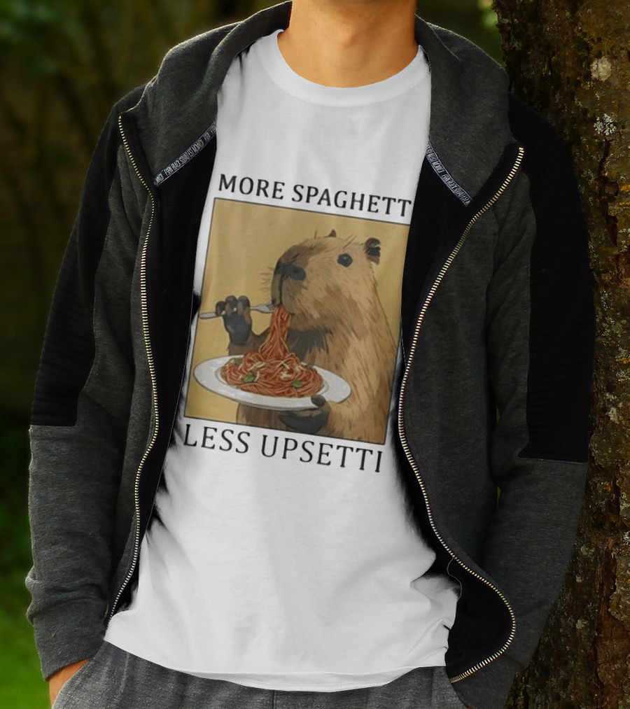 Capybara Eating Spaghetti More Spaghetti Less Upsetti T-Shirt