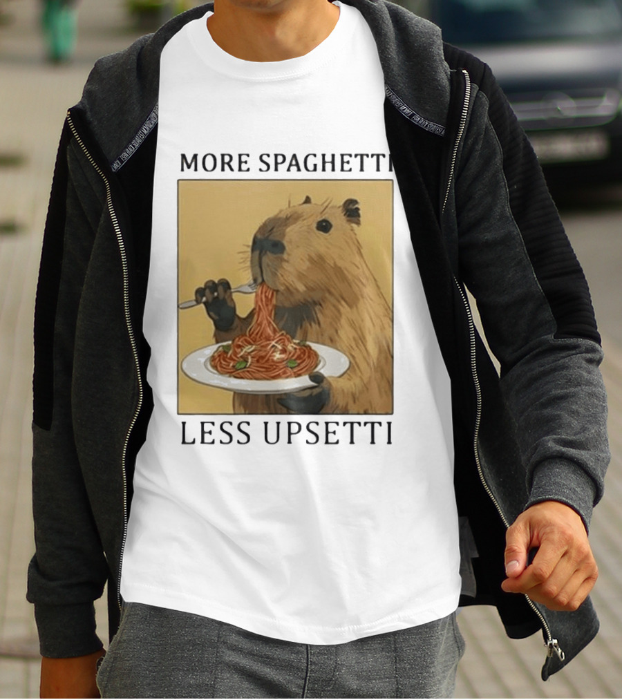 Capybara Eating Spaghetti More Spaghetti Less Upsetti T-Shirt