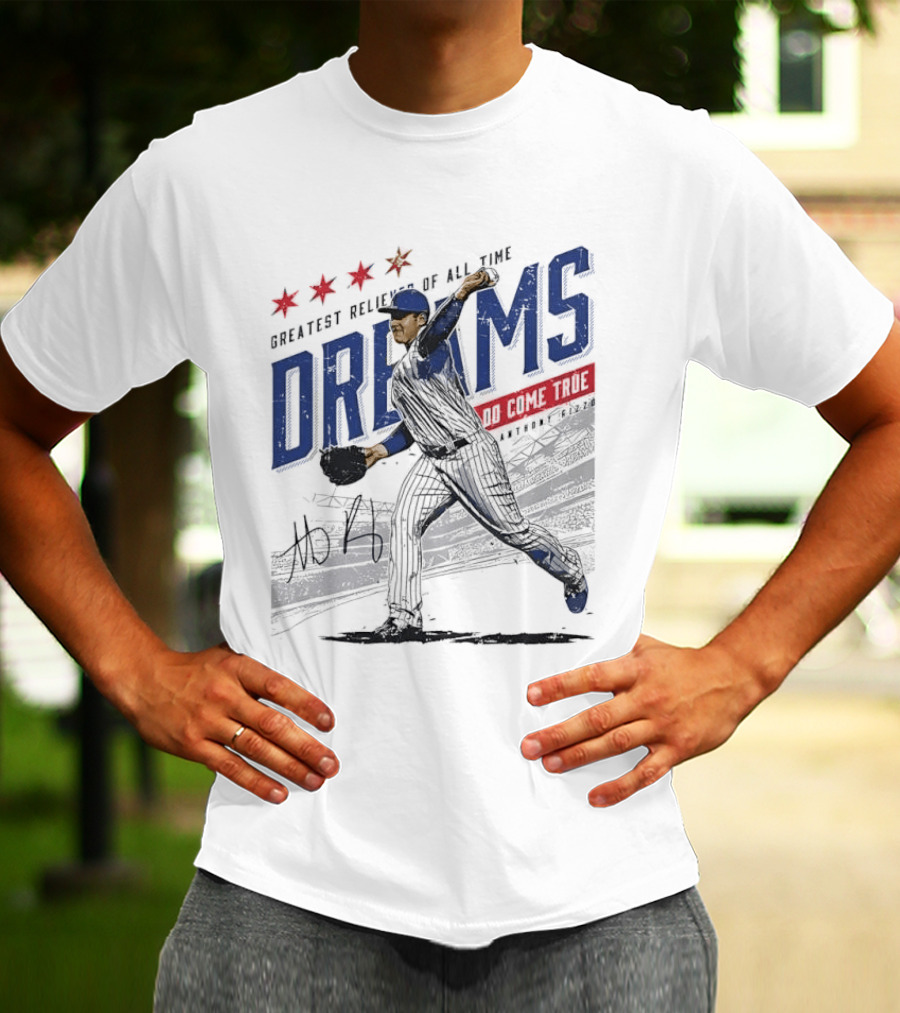 Chicago Cubs Greatest Reliever Of All Time Dreams Do Come True Anthony Rizzo Pitching Stadium Halftone T-Shirt