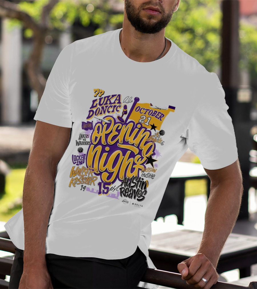 Los Angeles Lakers Luka Doncic Opening Night October 21 Walker Kessler Austin Reaves T-Shirt