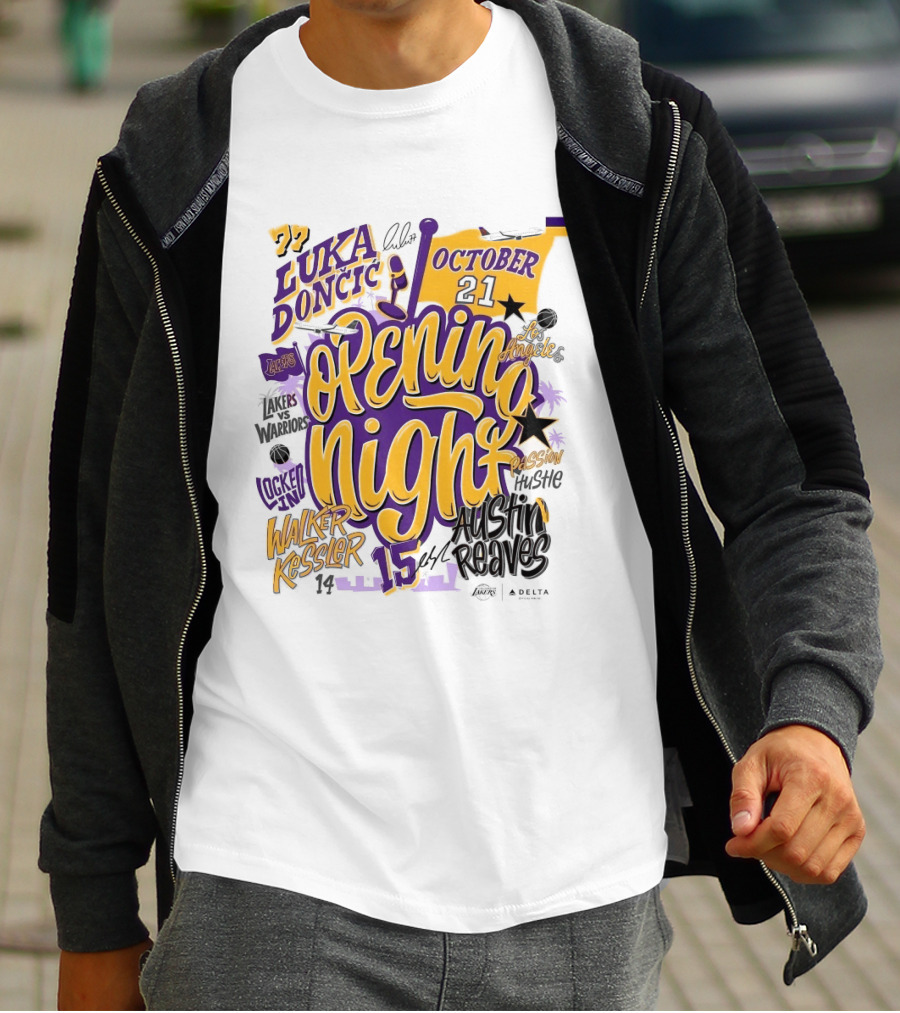Los Angeles Lakers Luka Doncic Opening Night October 21 Walker Kessler Austin Reaves T-Shirt