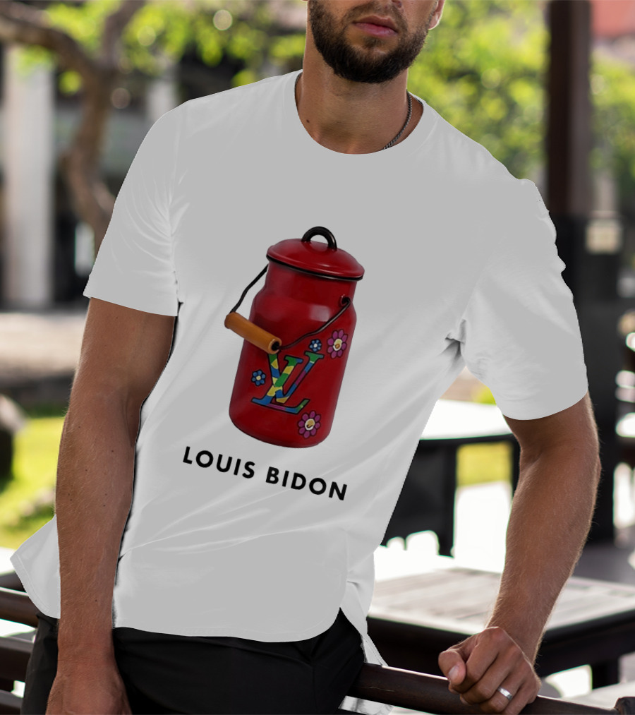Louis Bidon Milk Jug Red Enamel Rainbow Monogram Flowers T-Shirt