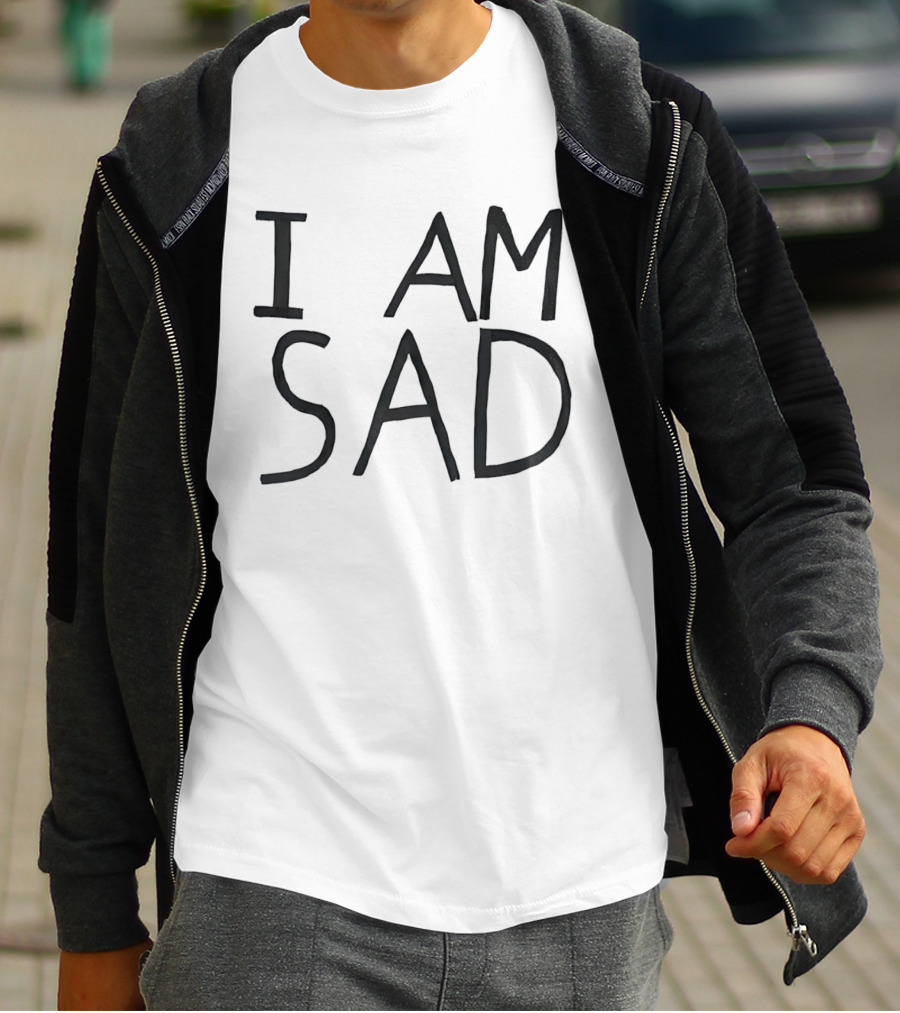 I Am Sad Minimalist Black Handwritten Marker Lettering T-Shirt