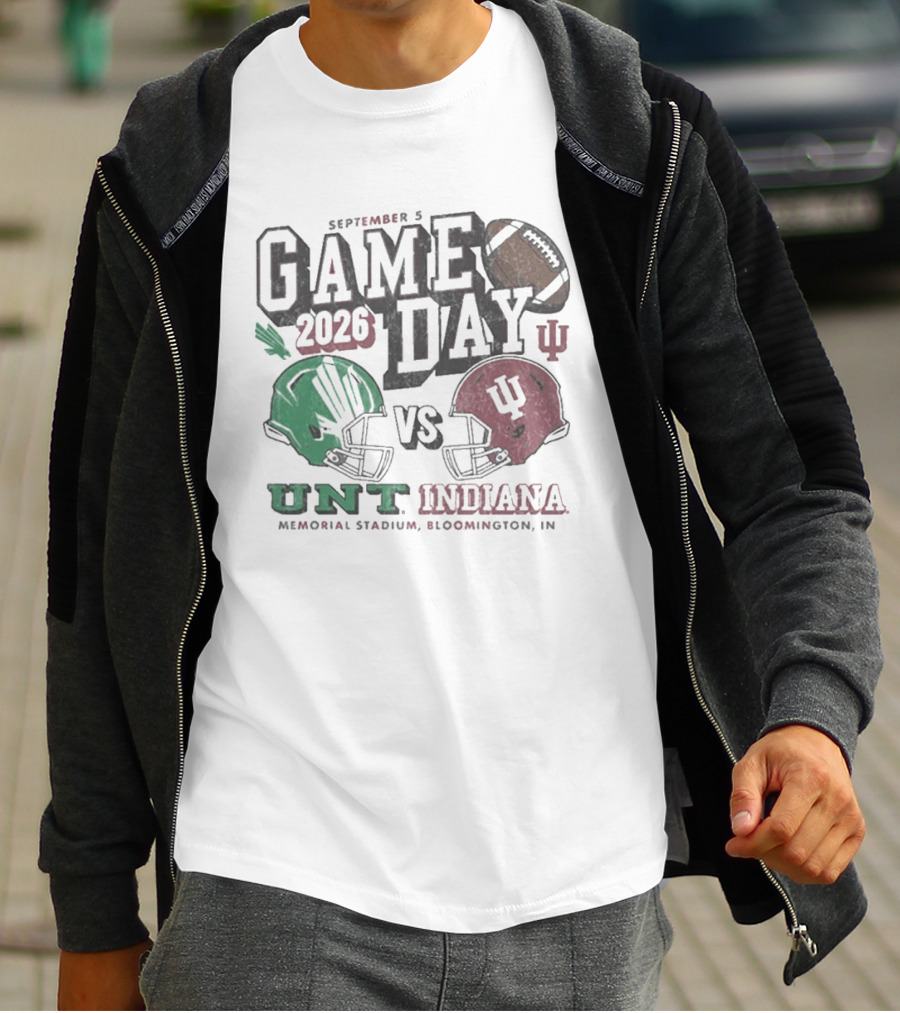 North Texas Mean Green University Of North Texas Vs Indiana Hoosiers Game Day September 5 2026 Memorial Stadium Bloomington T-Shirt