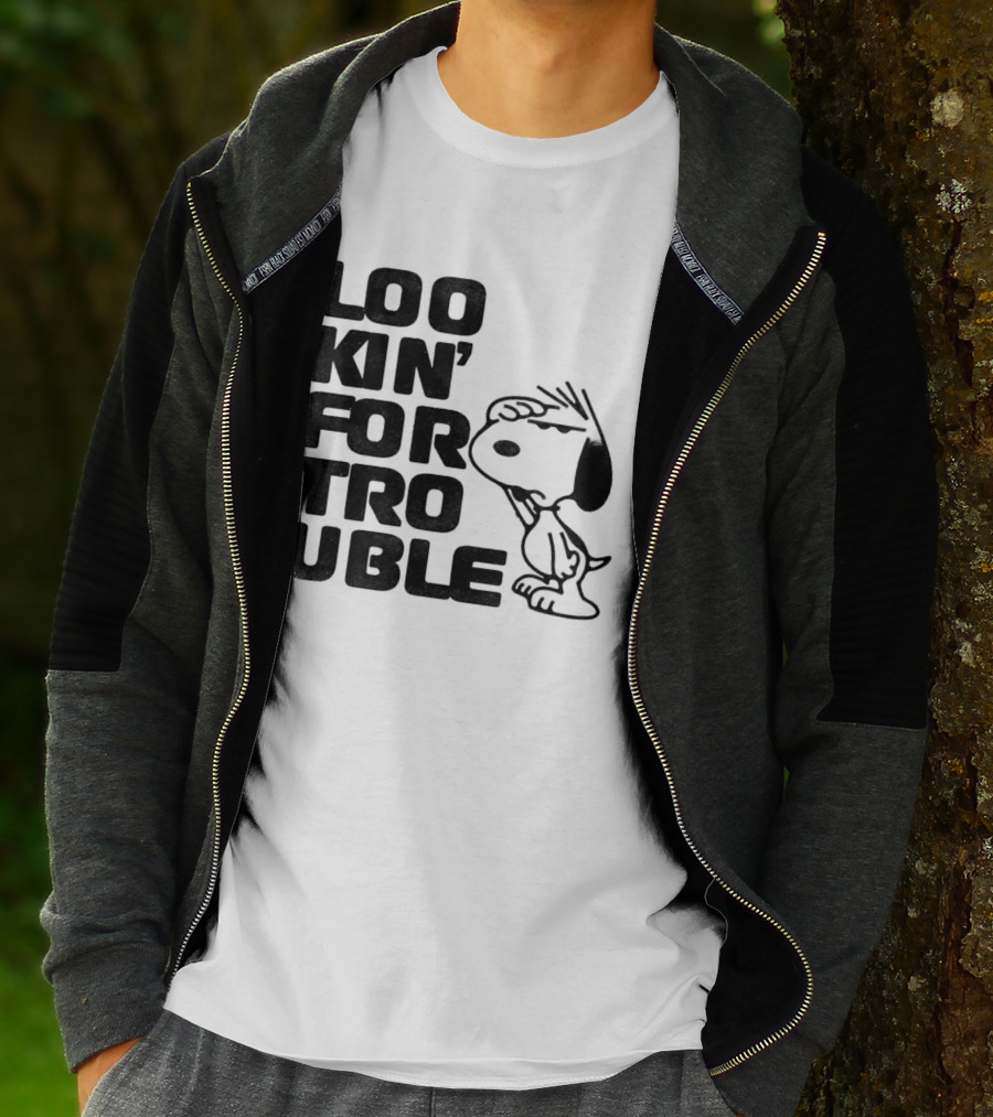 Peanuts Snoopy Lookin' For Trouble Hand Over Eye Distressed T-Shirt