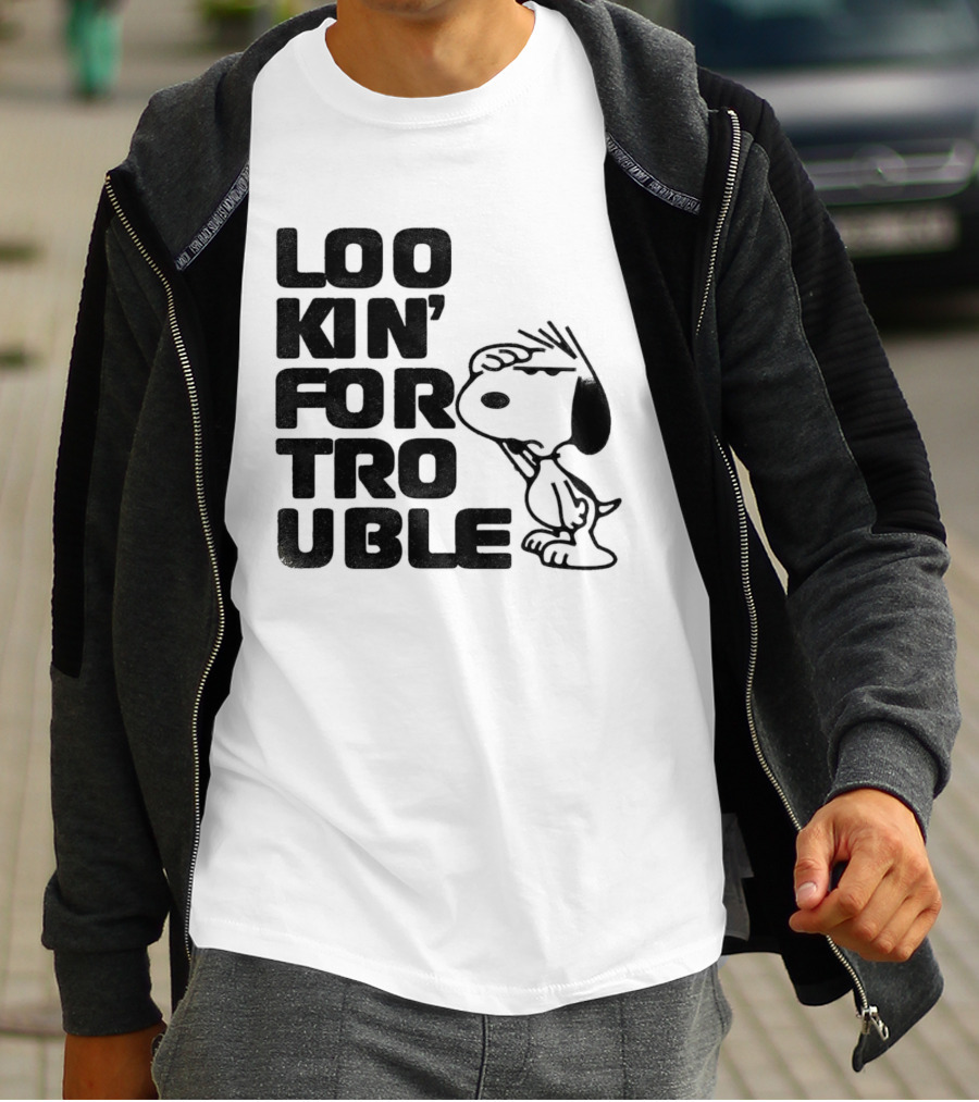 Peanuts Snoopy Lookin' For Trouble Hand Over Eye Distressed T-Shirt