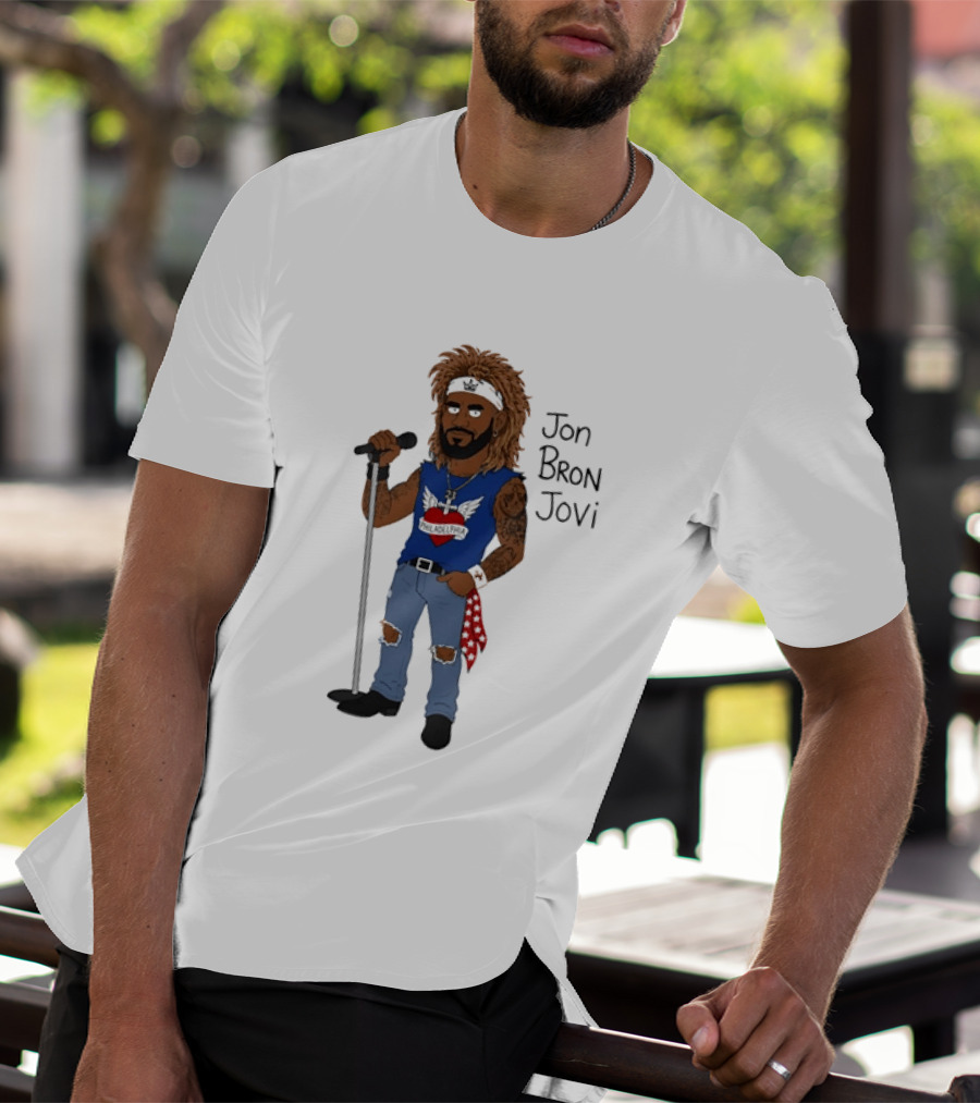 Philadelphia Jon Bron Jovi Cartoon Caricature Rockstar Holding Microphone Bandana Tattoo T-Shirt