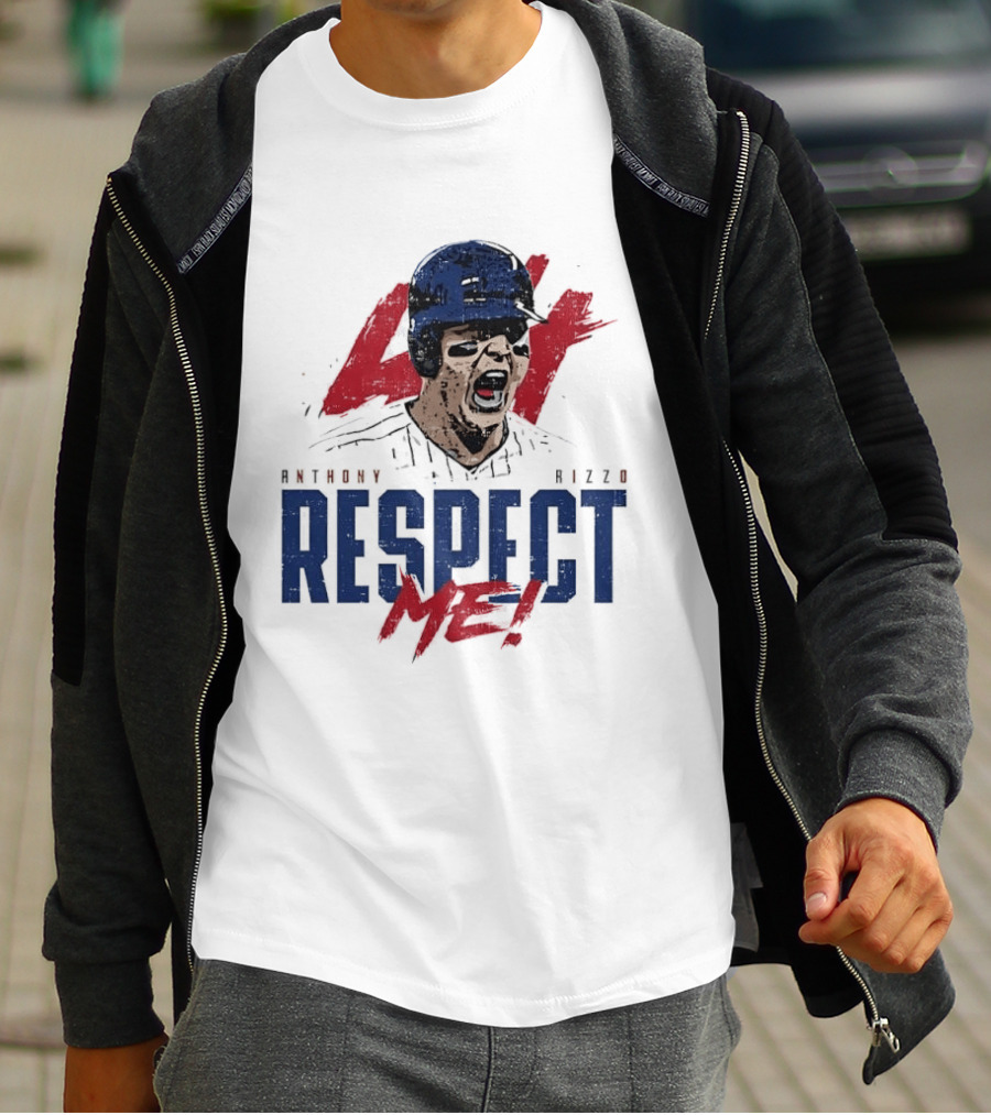 Anthony Rizzo Respect Me Screaming Baseball Player Distressed 44 Red T-Shirt