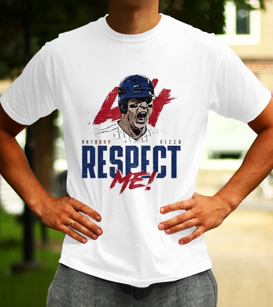 Anthony Rizzo Respect Me Screaming Baseball Player Distressed 44 Red T-Shirt