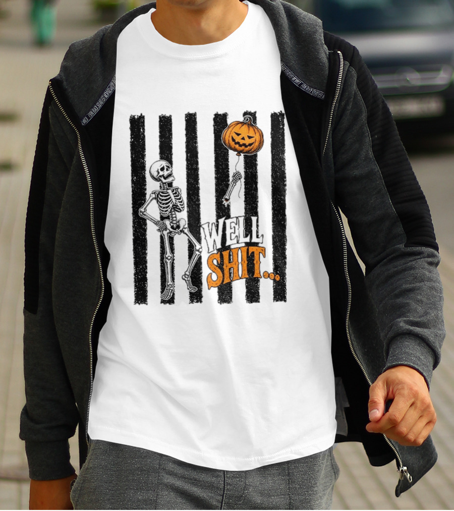 Skeleton Pumpkin Lost Balloon Well Shit Halloween T-Shirt