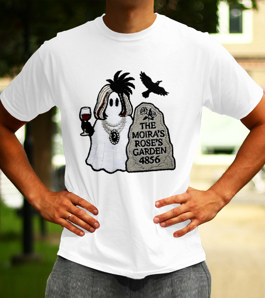 The Moira's Rose's Garden Ghost Wine Glass Tombstone Crow 4836 Wig T-Shirt