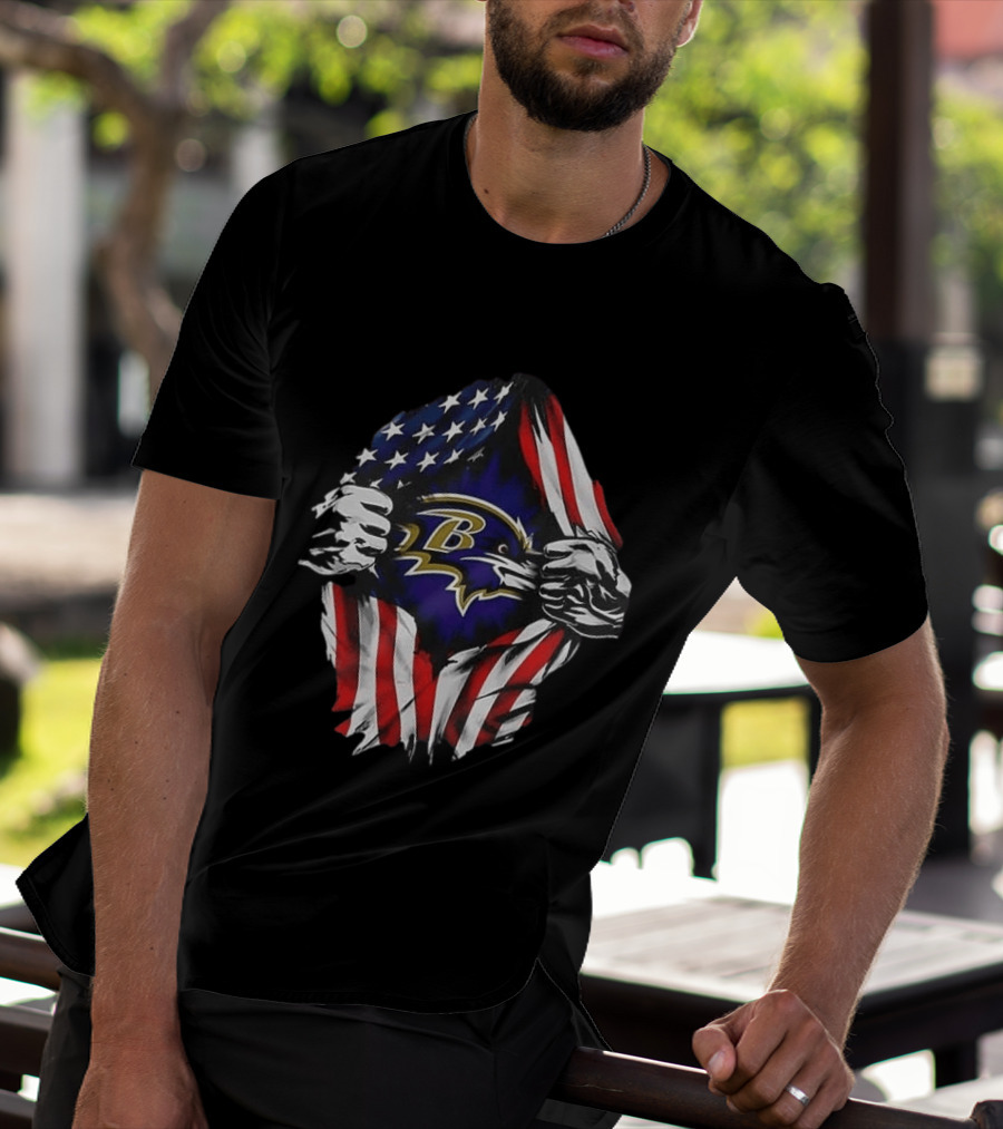 Baltimore Ravens American Flag Superman T-Shirt
