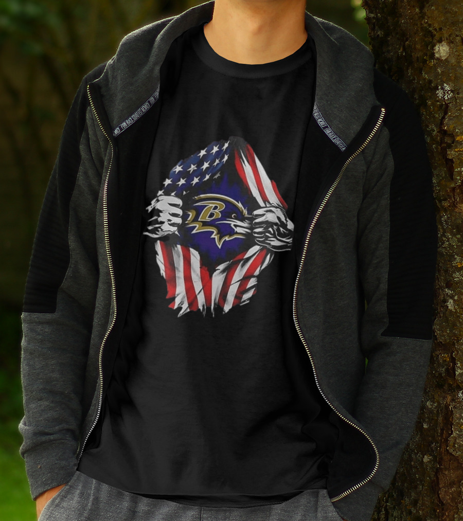 Baltimore Ravens American Flag Superman T-Shirt