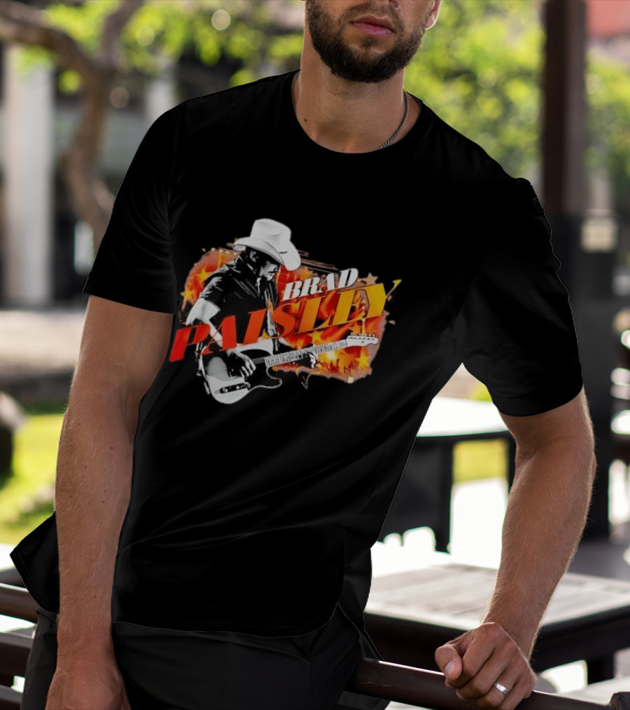 Brad Paisley Cowboy Hat Electric Guitar Musician Scene T-Shirt