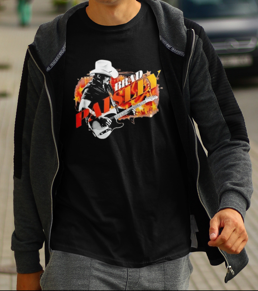 Brad Paisley Cowboy Hat Electric Guitar Musician Scene T-Shirt