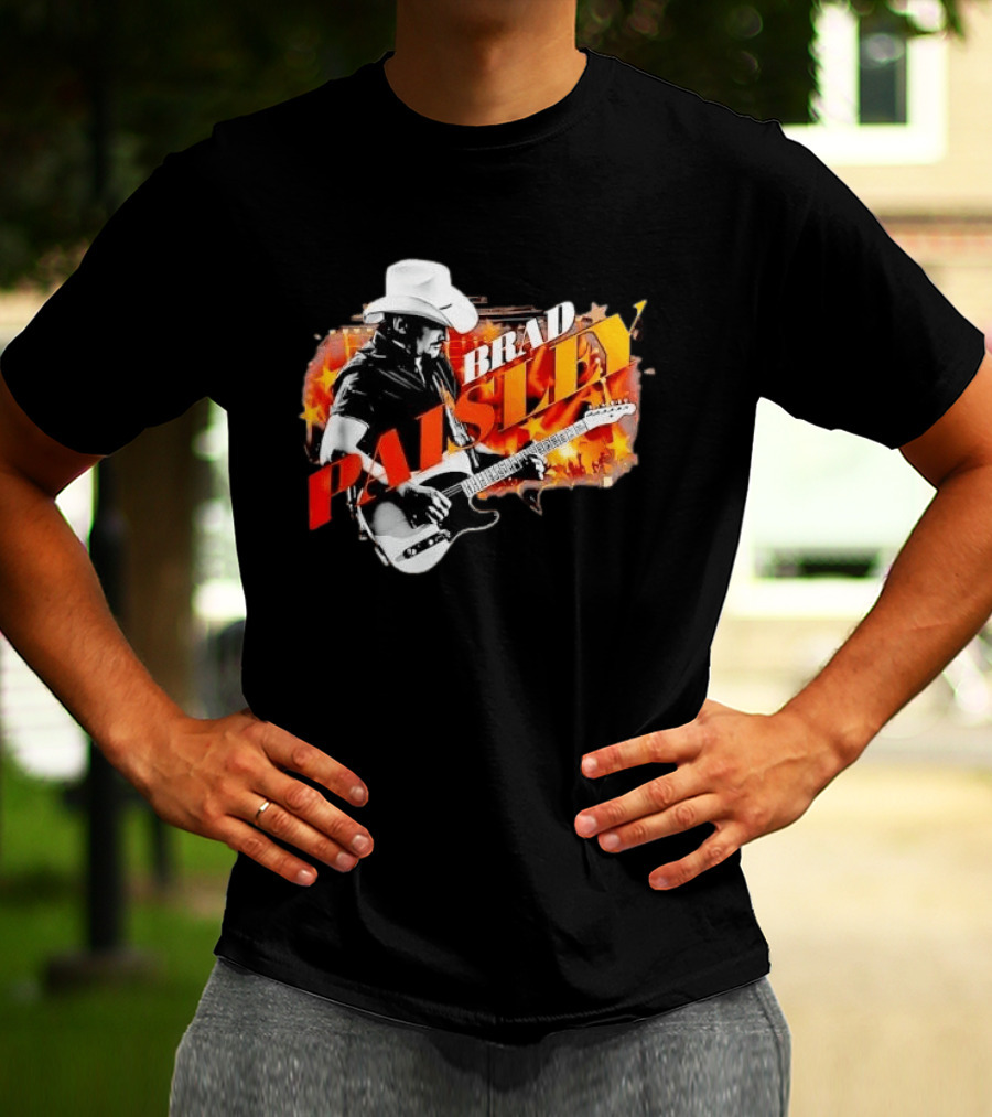 Brad Paisley Cowboy Hat Electric Guitar Musician Scene T-Shirt