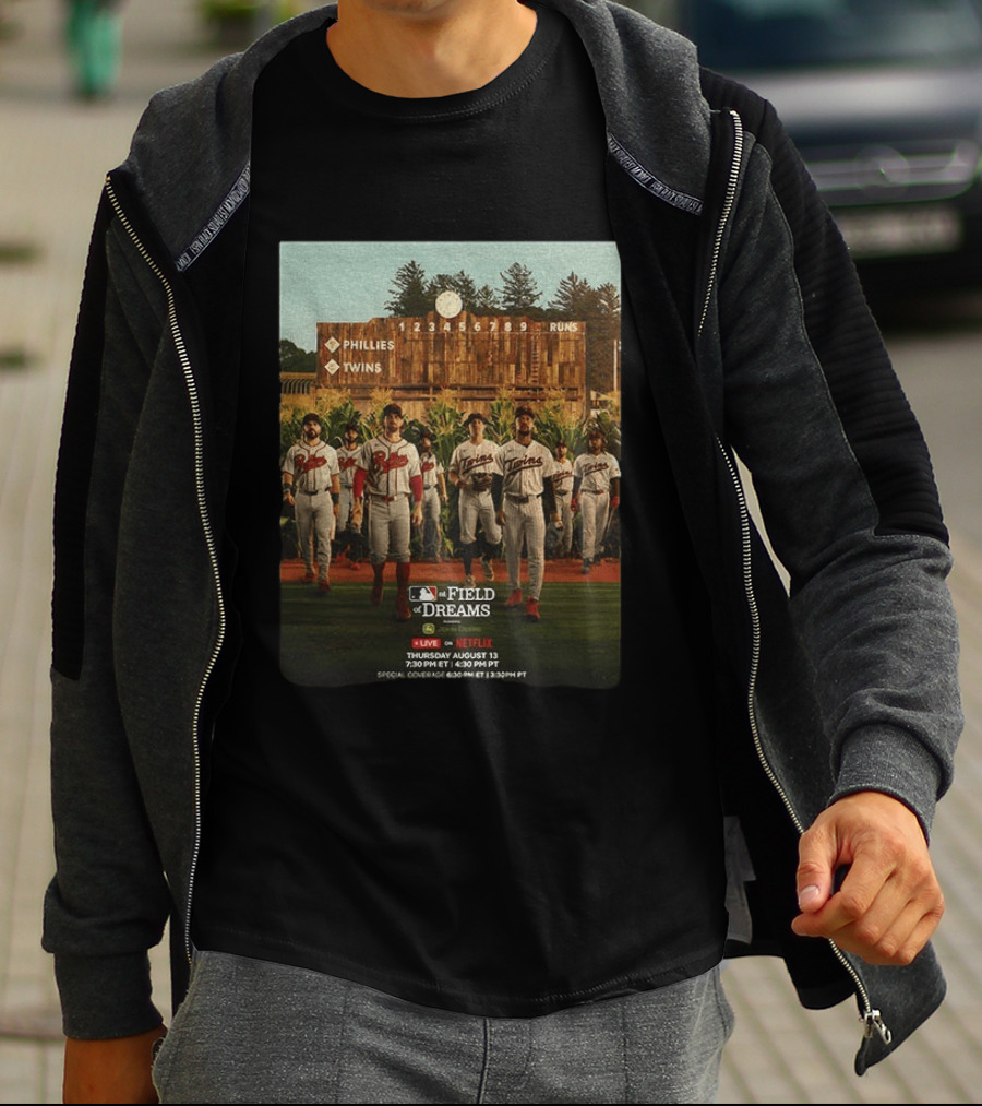 Phillies Vs Twins On Field Of Dreams Game Netflix Event August 13 Baseball Teams T-Shirt
