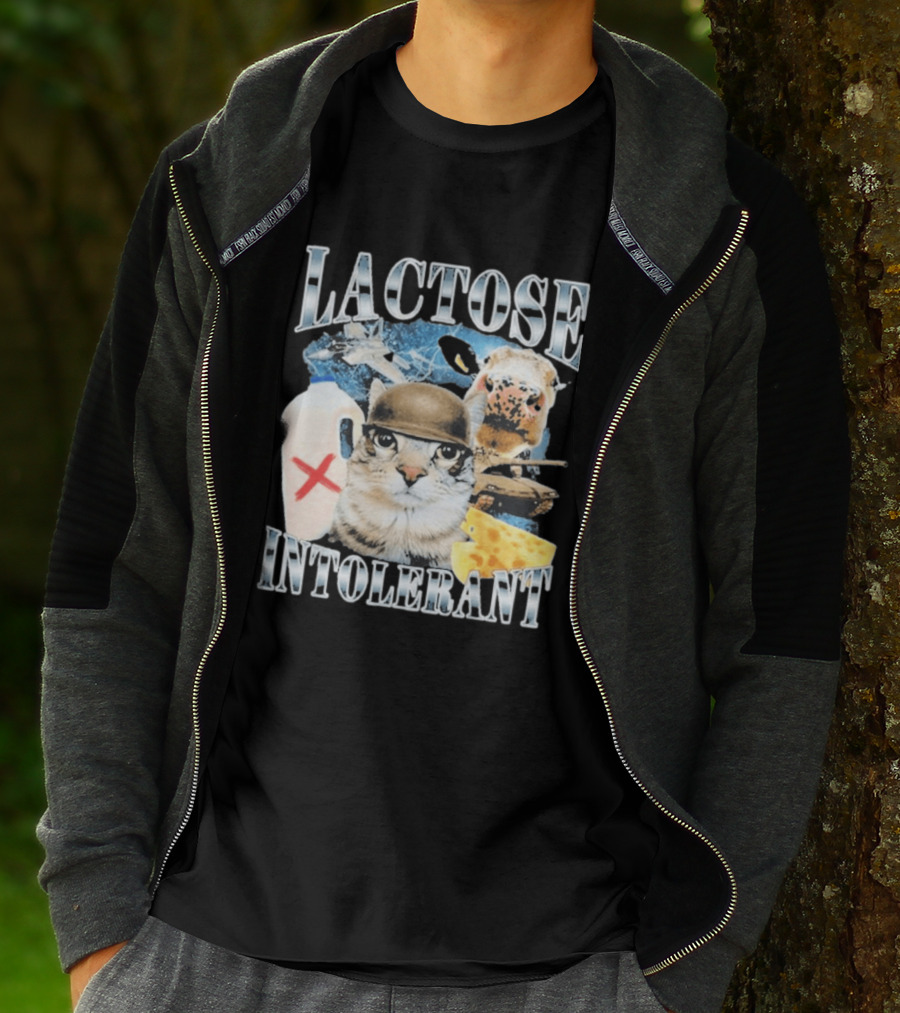 Lactose Intolerant Cat Cheese Cow Milk Jug T-Shirt