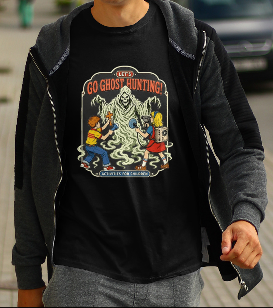 Let's Go Ghost Hunting Activities For Children With Scary Ghoul And Kids T-Shirt