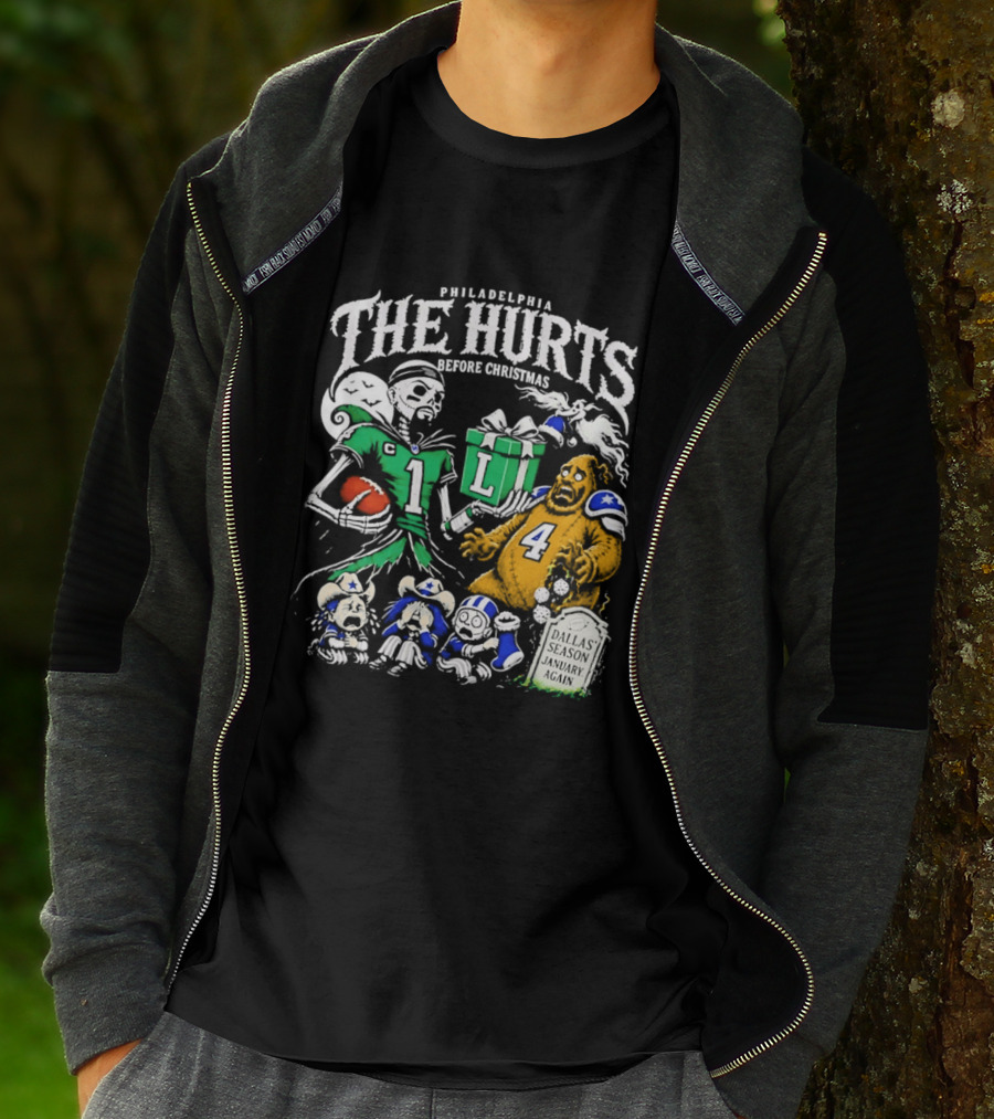 Philadelphia Eagles The Hurts Before Christmas Jalen Hurts Dallas Season Again Tombstone T-Shirt