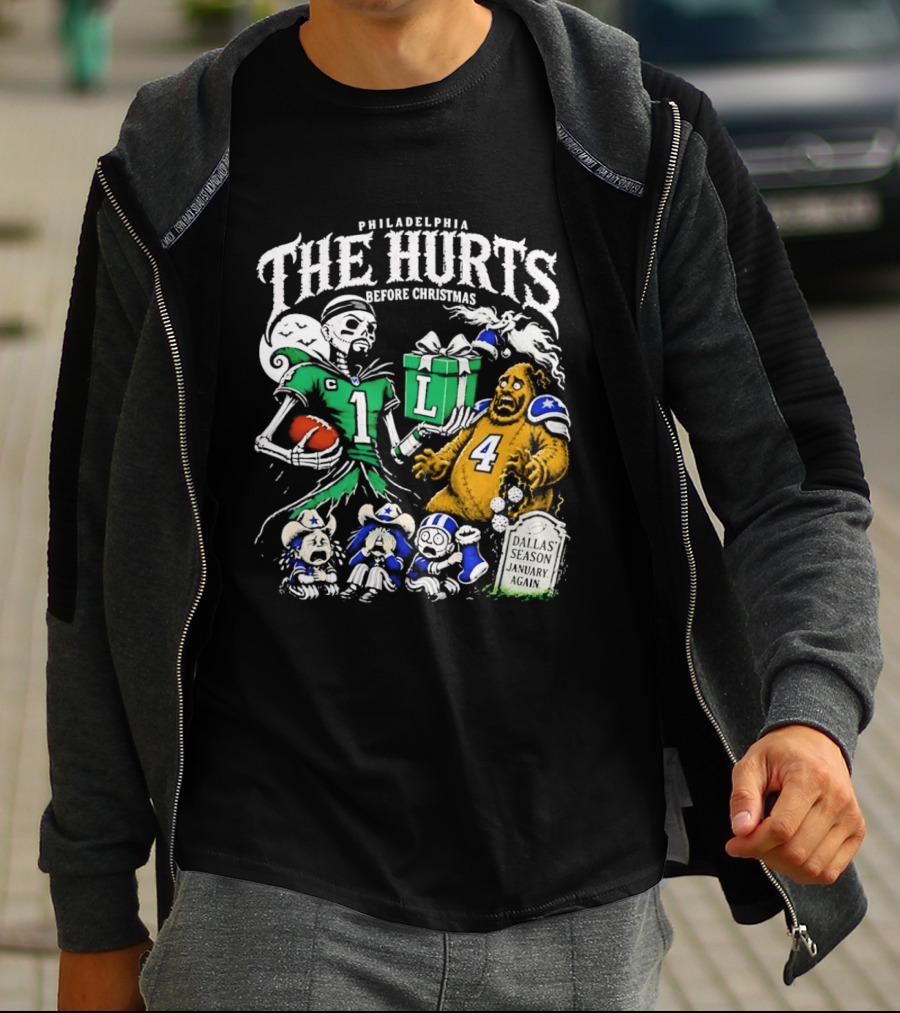 Philadelphia Eagles The Hurts Before Christmas Jalen Hurts Dallas Season Again Tombstone T-Shirt