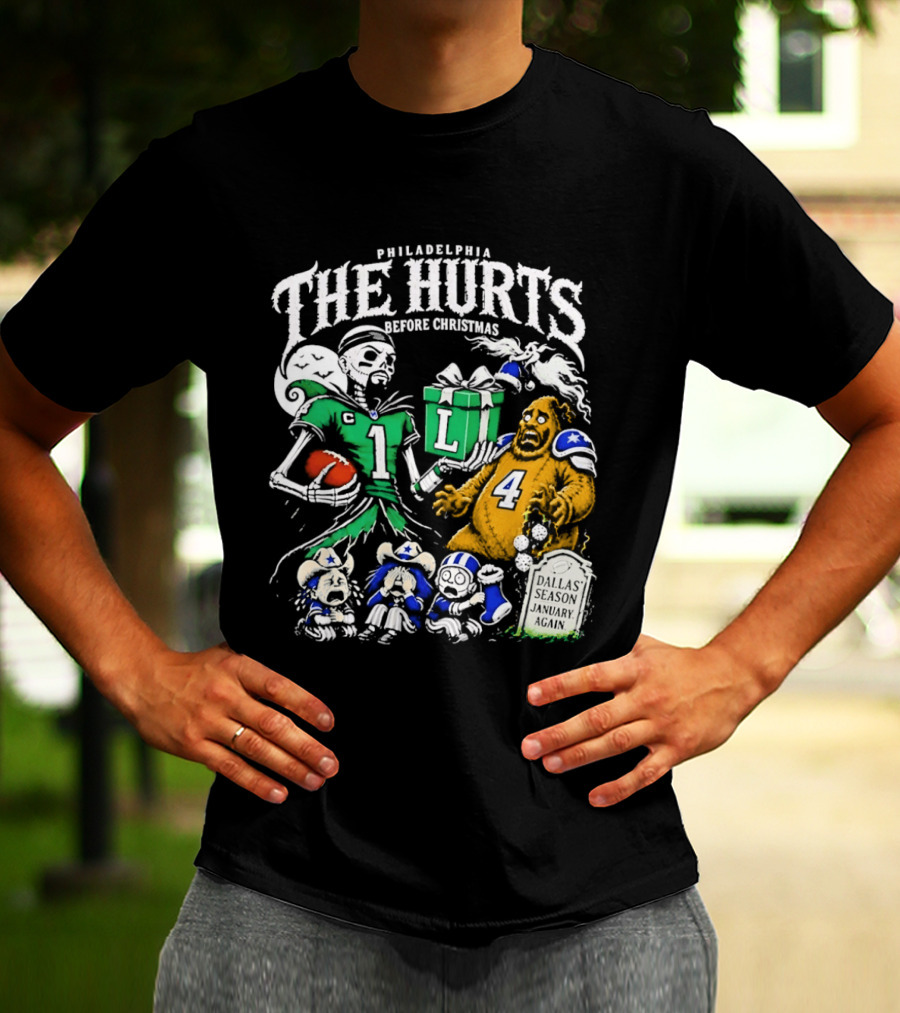 Philadelphia Eagles The Hurts Before Christmas Jalen Hurts Dallas Season Again Tombstone T-Shirt