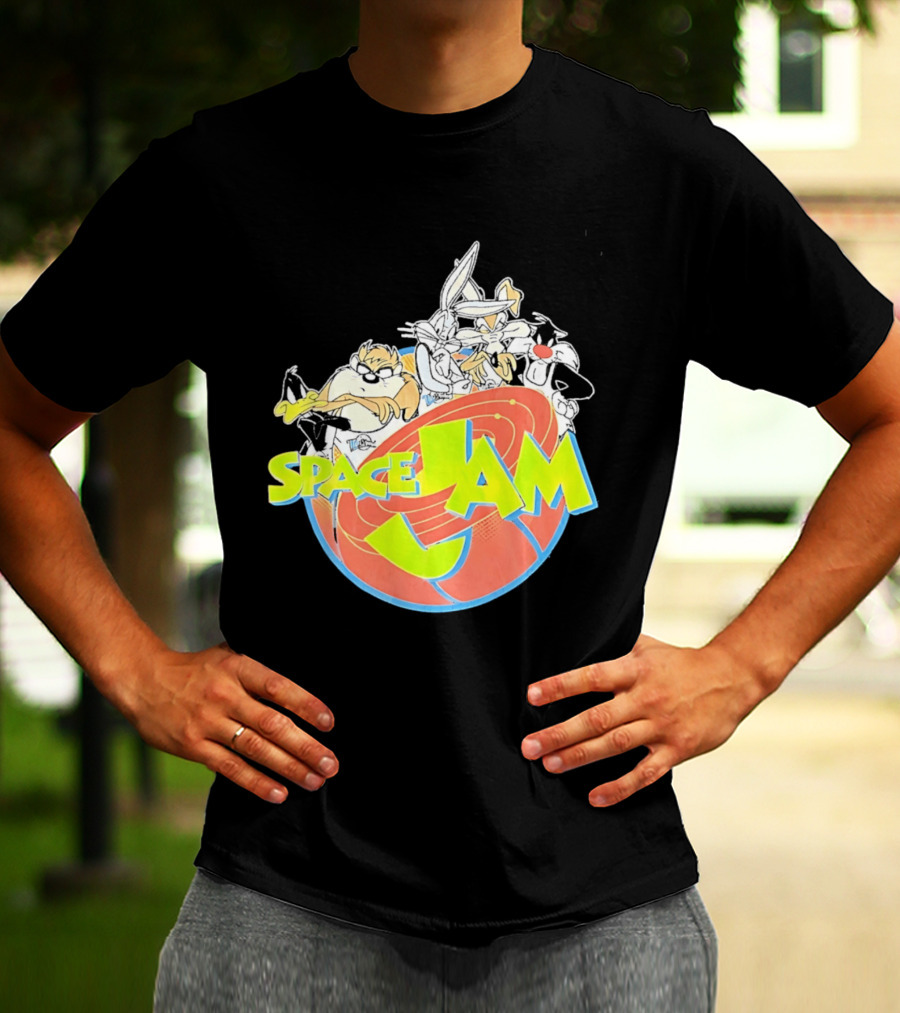 Space Jam Looney Tunes Characters Dynamic Pose T-Shirt