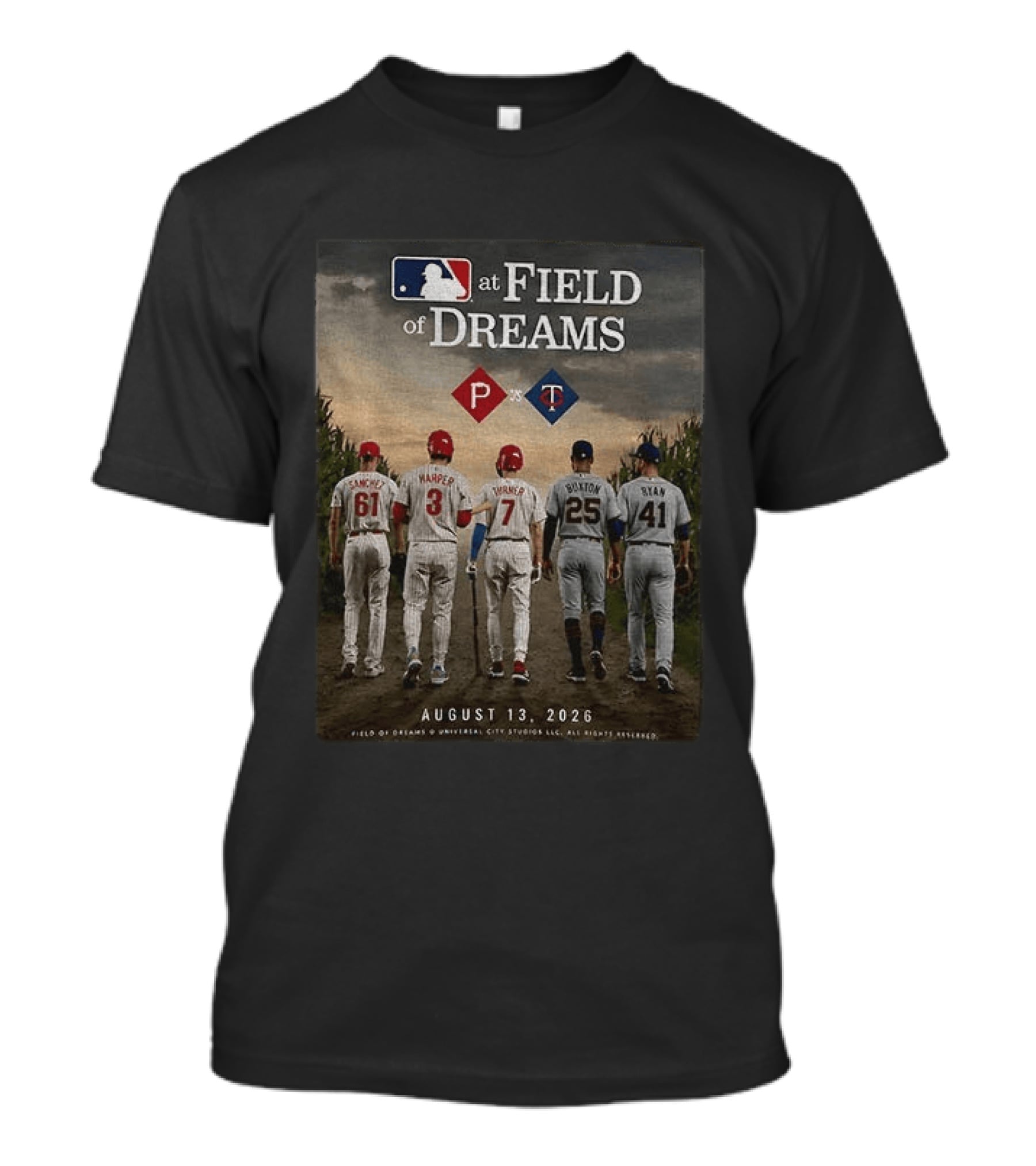 Phillies Vs Twins MLB At Field Of Dreams August 13 2026 T-Shirt