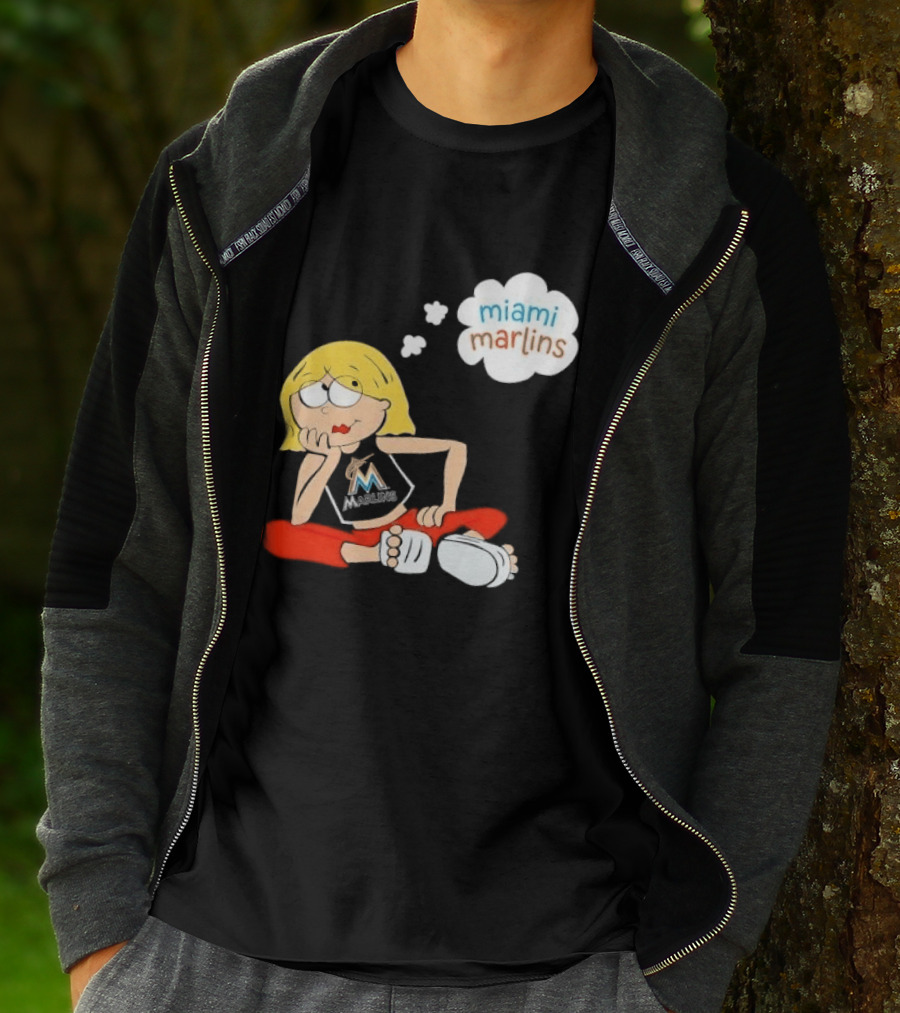 Miami Marlins MLB Cartoon Lizzie McGuire Blonde Girl Fan T-Shirt