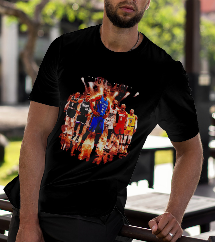 Russell Westbrook Oklahoma City NBA Career Retrospective With Team Jerseys T-Shirt