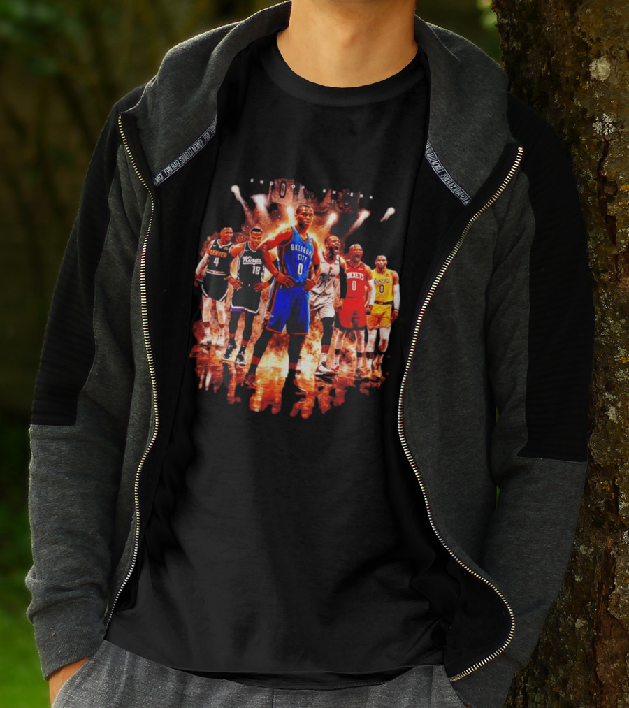 Russell Westbrook Oklahoma City NBA Career Retrospective With Team Jerseys T-Shirt