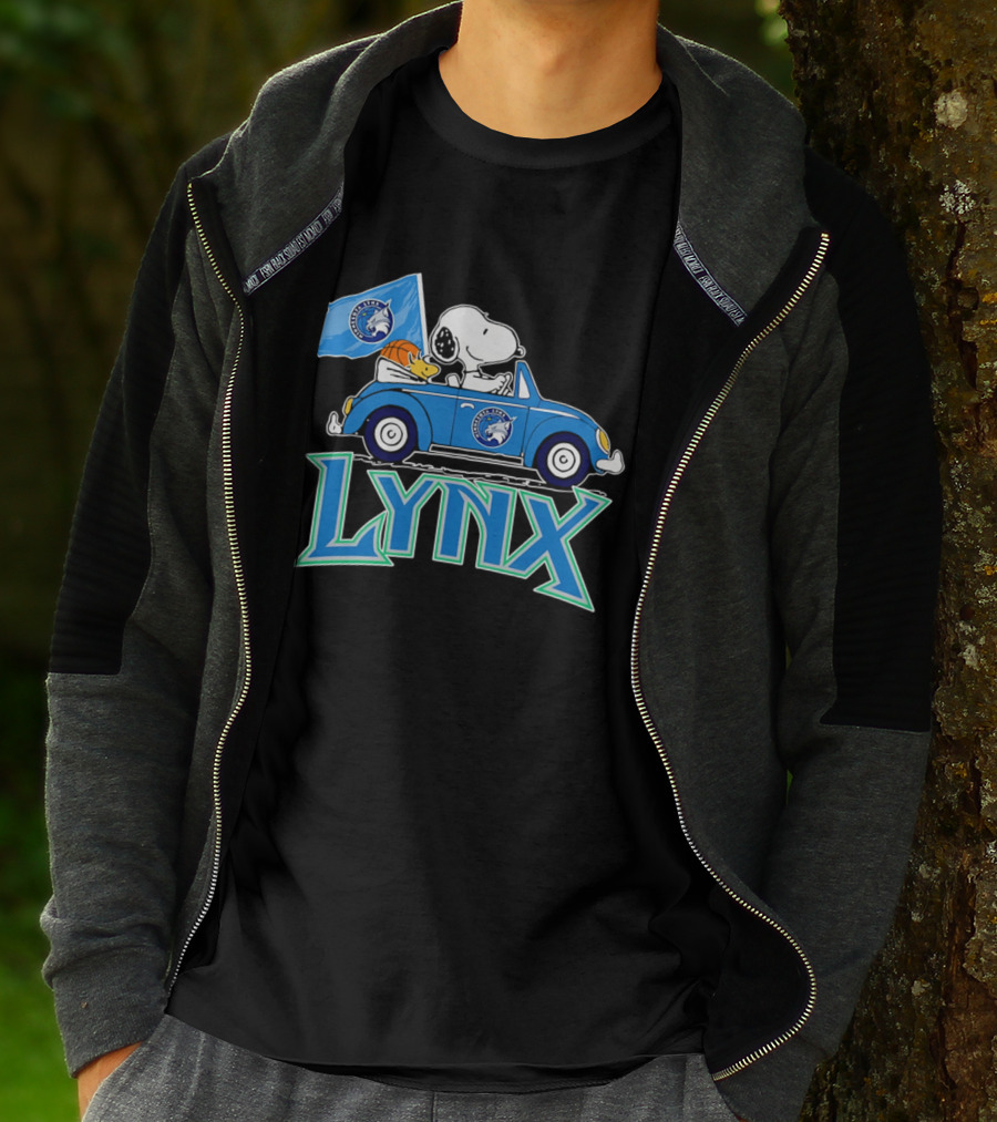 Minnesota Lynx Snoopy Driving Beetle Car With Team Flag T-Shirt
