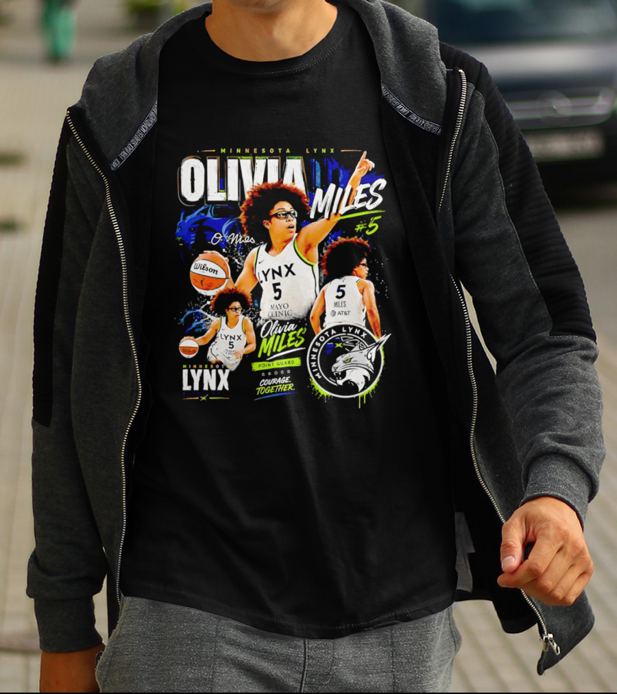 Minnesota Lynx Olivia Miles Number 5 Courage Together Basketball Player T-Shirt
