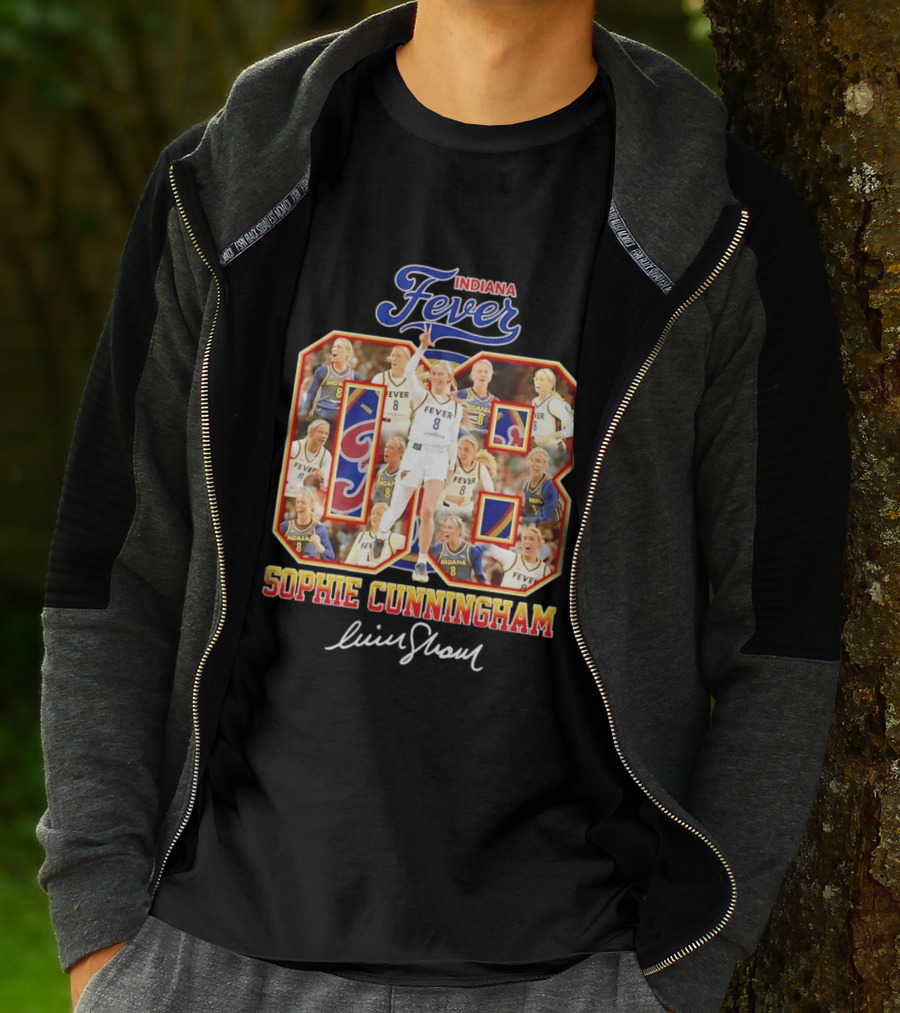 Indiana Fever Sophie Cunningham No 8 Collage WNBA T-Shirt