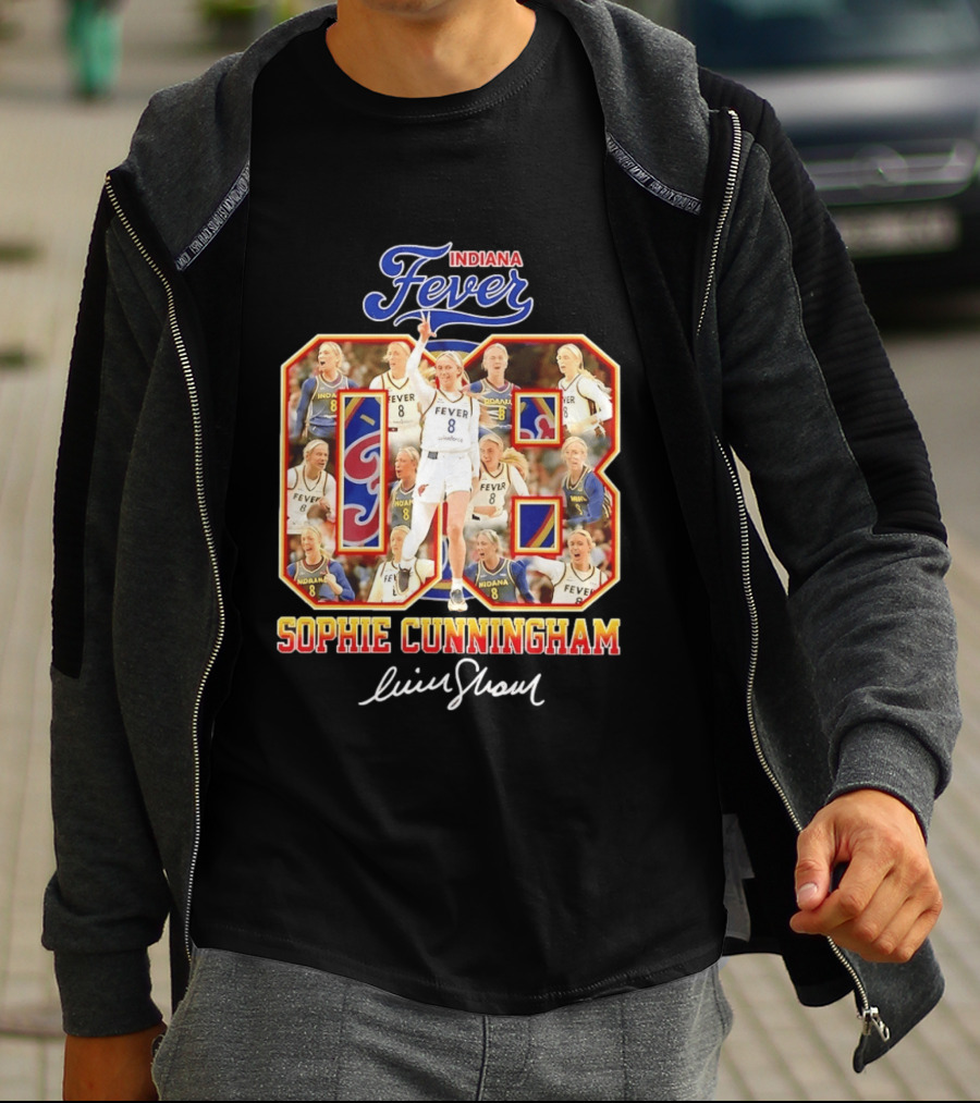Indiana Fever Sophie Cunningham No 8 Collage WNBA T-Shirt