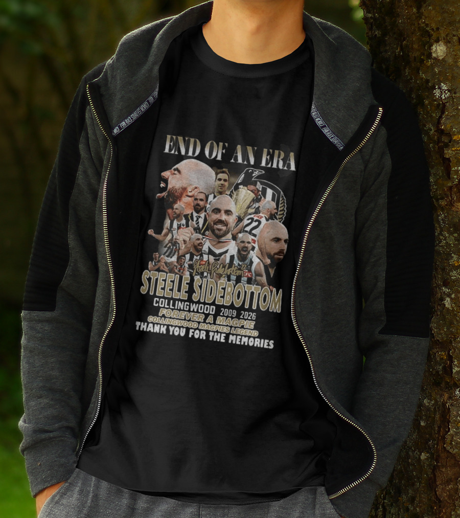 End Of An Era Steele Sidebottom Collingwood 2009 2023 Forever A Magpie Legend Thank You For The Memories T-Shirt