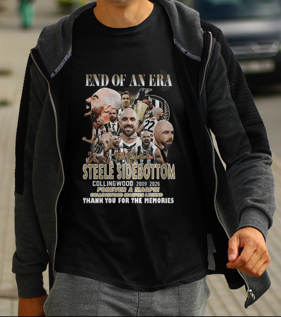 End Of An Era Steele Sidebottom Collingwood 2009 2023 Forever A Magpie Legend Thank You For The Memories T-Shirt